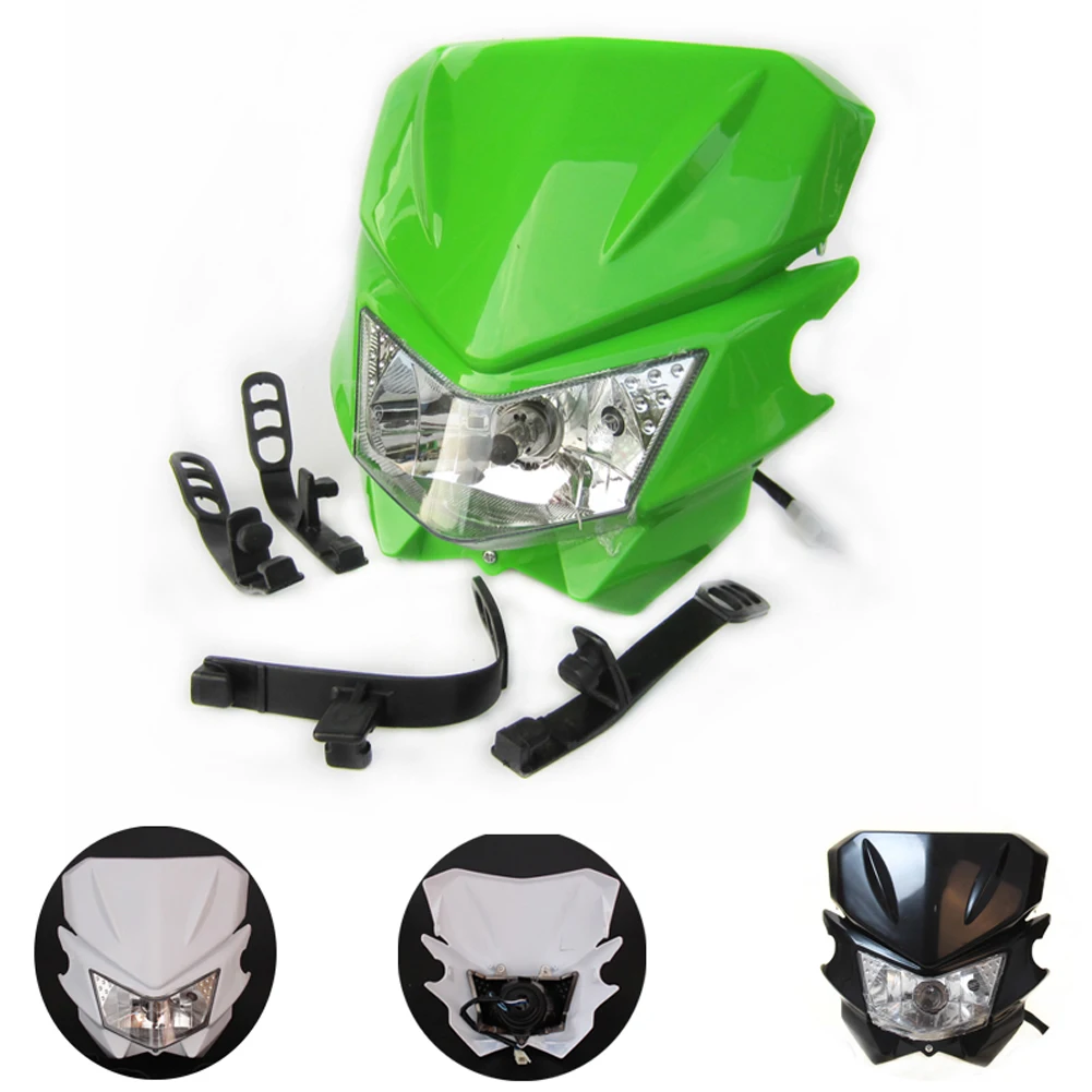 Мотоциклистов 12V 35W H4 обтекаемые фары для KLX KX 110 WR250F WR450F фара велосипеды езды по