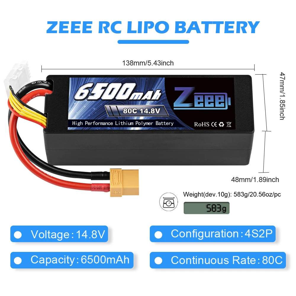 zeee 4s lipo батарея 148 v 80c 6500mah rc lipo батарея с ра