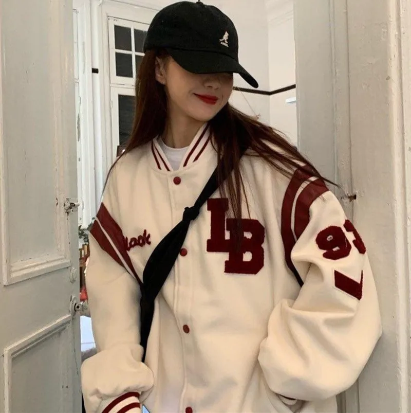 

Harajuku BF jacket 2021 spring and autumn new loose Japanese college style baseball uniform mid length jacket female student ins