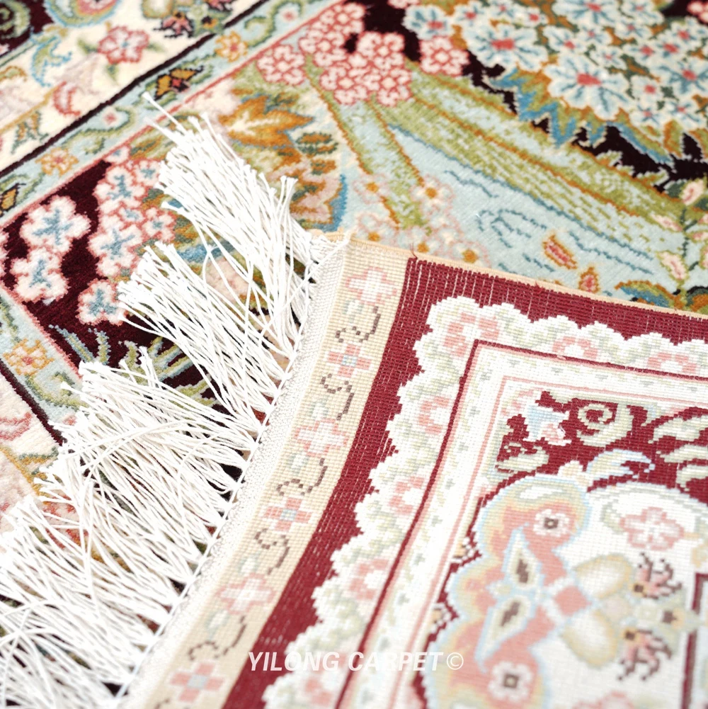 Yilong 2 'x 3' Qum шелковый ковер с цветочным рисунком ручной работы изысканный
