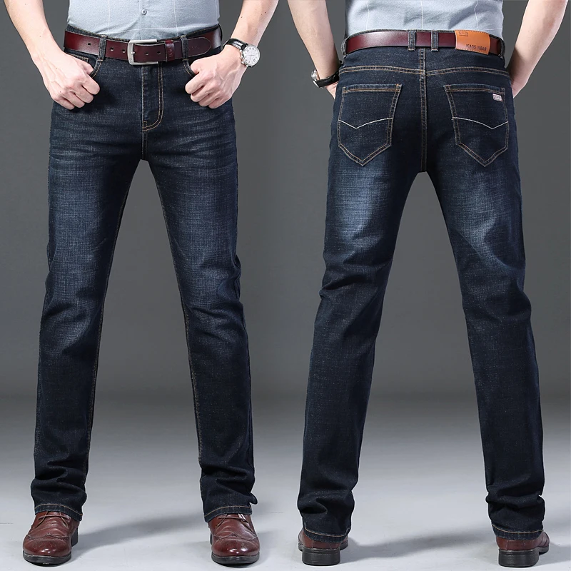 Джинсы NIGRITY мужские прямые повседневные модные брюки из денима синий черный цвет