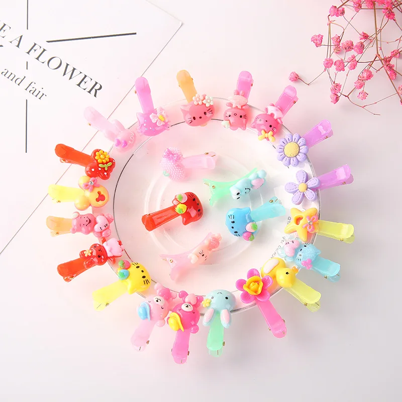 

20Pcs/lot Korean Kids Hair Clips Cartoon Animals Lovely Flowers Hairpins Baby Girls Mini Barrettes Cute Infants Toddler BB Clips