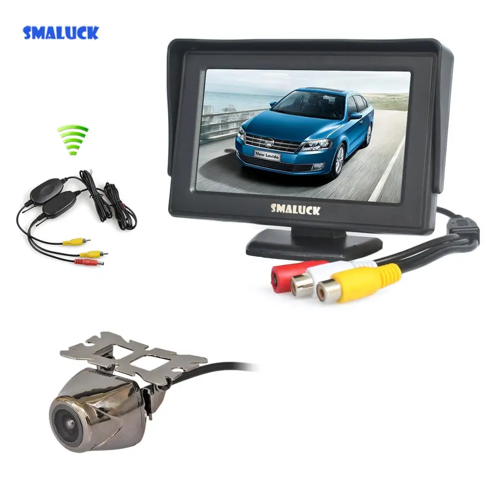 

SMALUCK беспроводной 4,3-дюймовый TFT LCD резервный автомобильный монитор + Автомобильная камера заднего вида камера безопасности парковочная система заднего вида