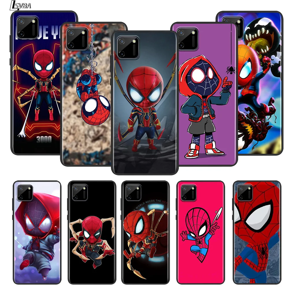 

Marvel Cute Spiderman For OPPO Realme 5 5S 5i 6 6S 6i 7 7i 8 8i Narzo 10 20 30 Q3 q3i Pro 5G Global Black Phone Case
