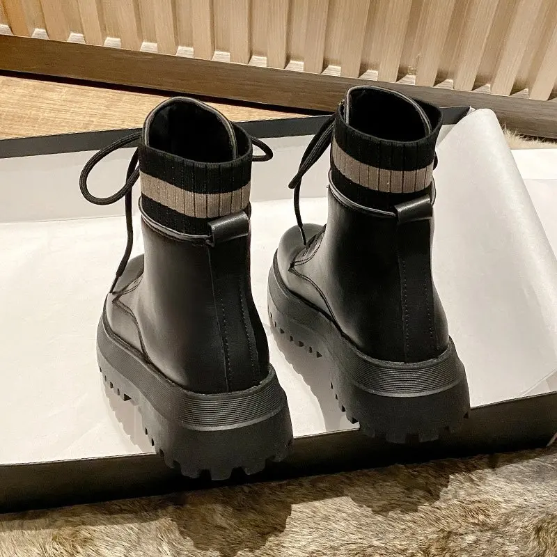 Женские ботильоны на платформе Rimocy вязаные ботинки из искусственной кожи