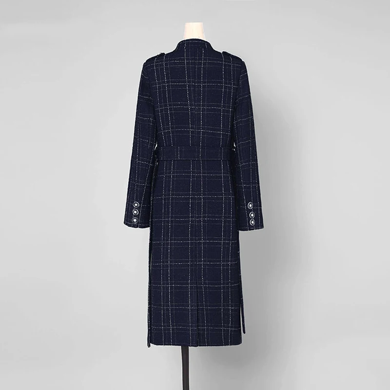 Новое поступление Мода 2019 осенние женские пальто клетчатый узор длинный рукав