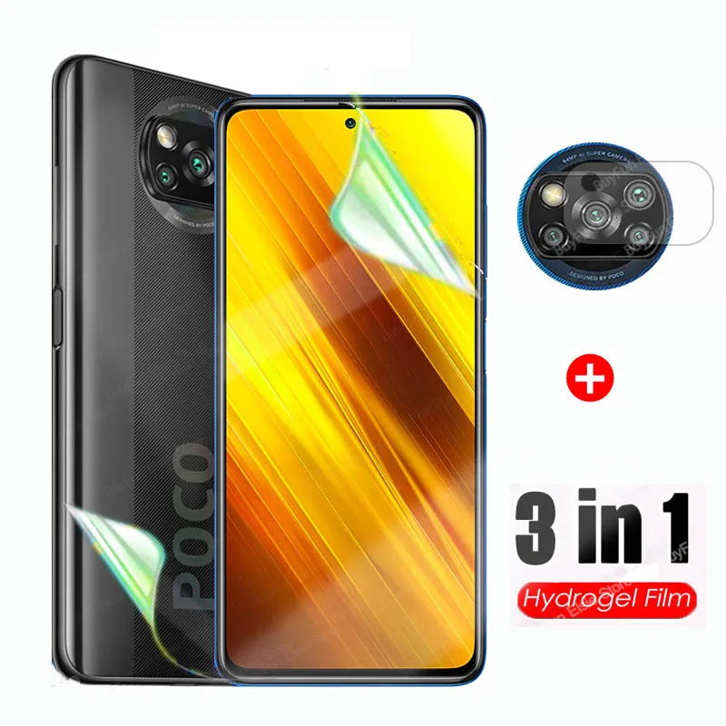Гидрогелевая пленка 3 в 1 для задней панели Xiaomi Mi Poco X3 NFC защита объектива камеры