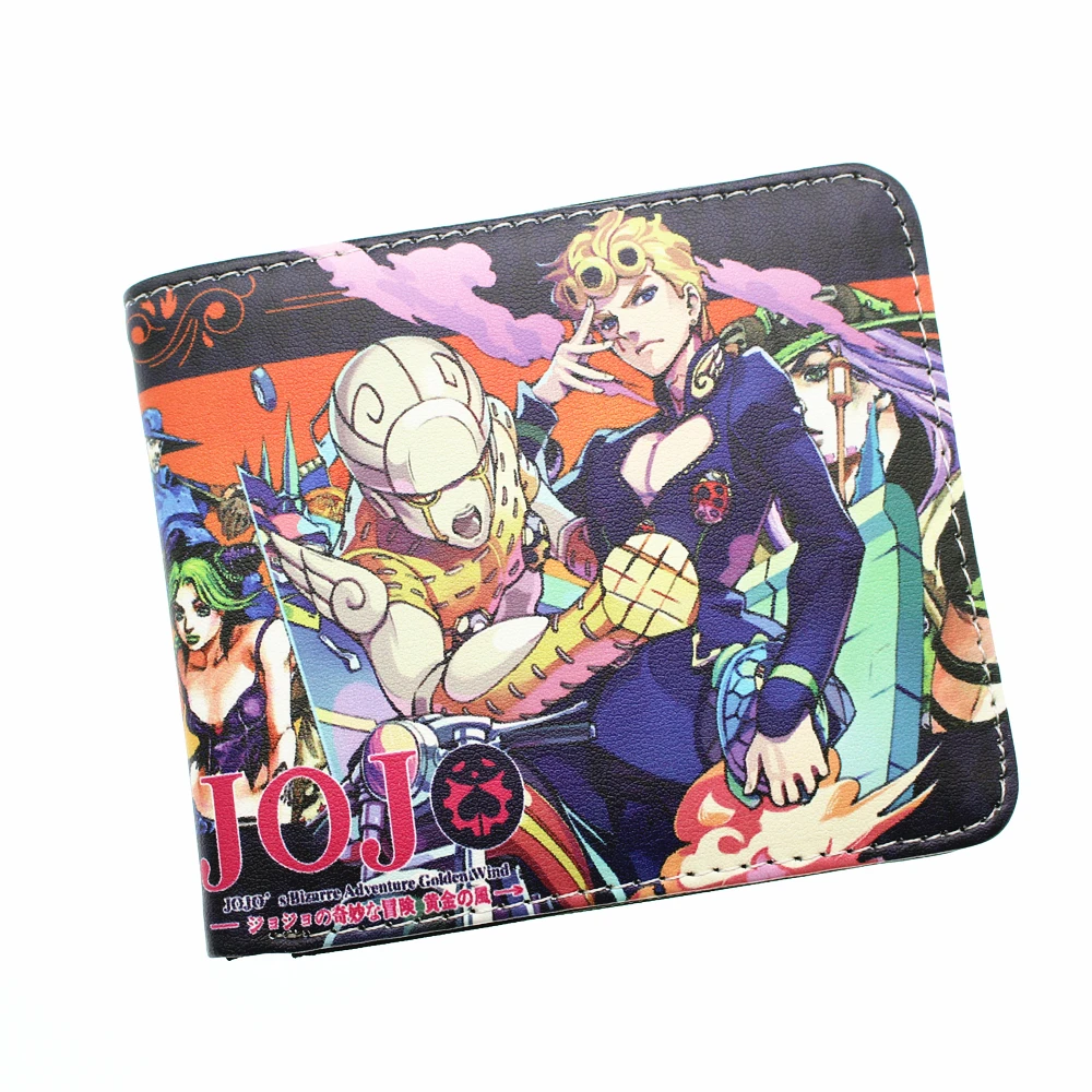 Аниме JoJo's Необычные Приключения PU короткий кошелек Двойные фото держатель для карт слоев мальчиков монета карман кожаный мультфильм печати кошелек