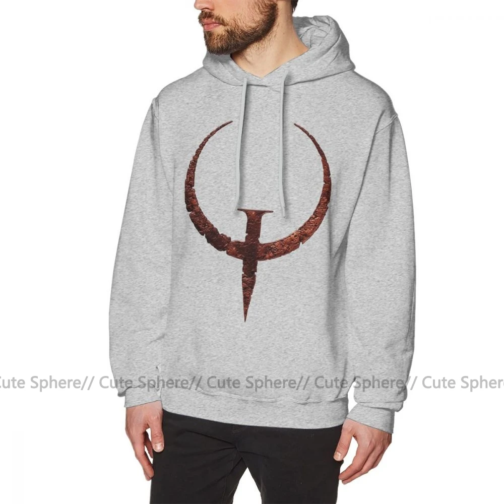 Quake худи с логотипом Quake, толстовки с капюшоном для улицы, хороший пуловер, худи с длинным рукавом более размера, хлопковые фиолетовые Мужские Зимние толстовки - Цвет: Gray