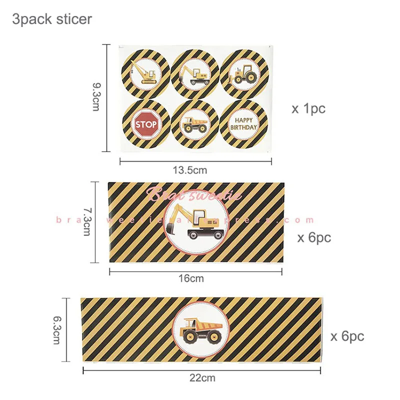 3pack CONST sticker Строительные вечерние экскаватор Дети Мальчики тематические праздничные товары для дня рождения бумажные тарелки одноразовые трубочки Посуда украшения - Цвет: 3pack CONST sticker