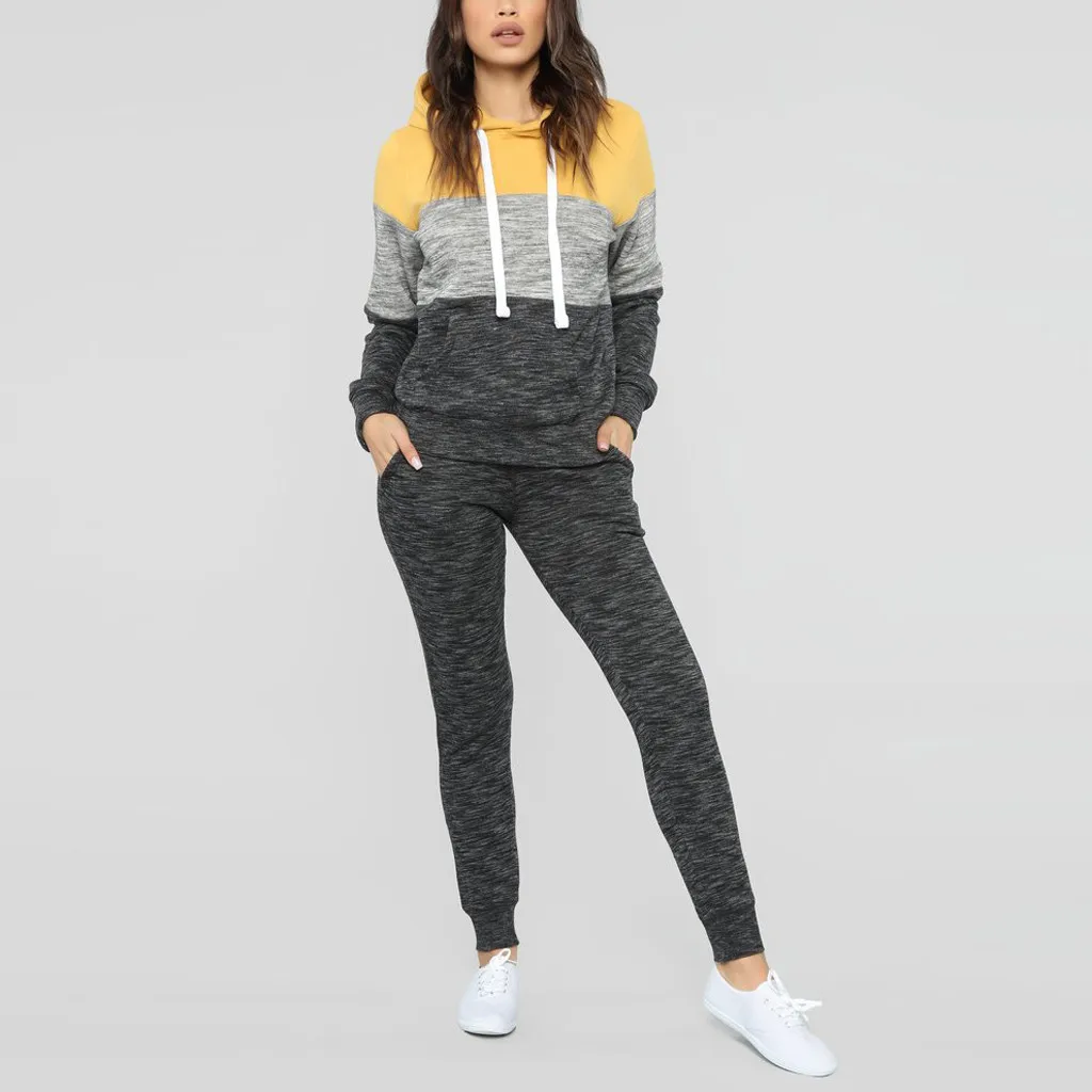 Женский спортивный костюм из двух предметов флисовый свитшот с длинными брюками