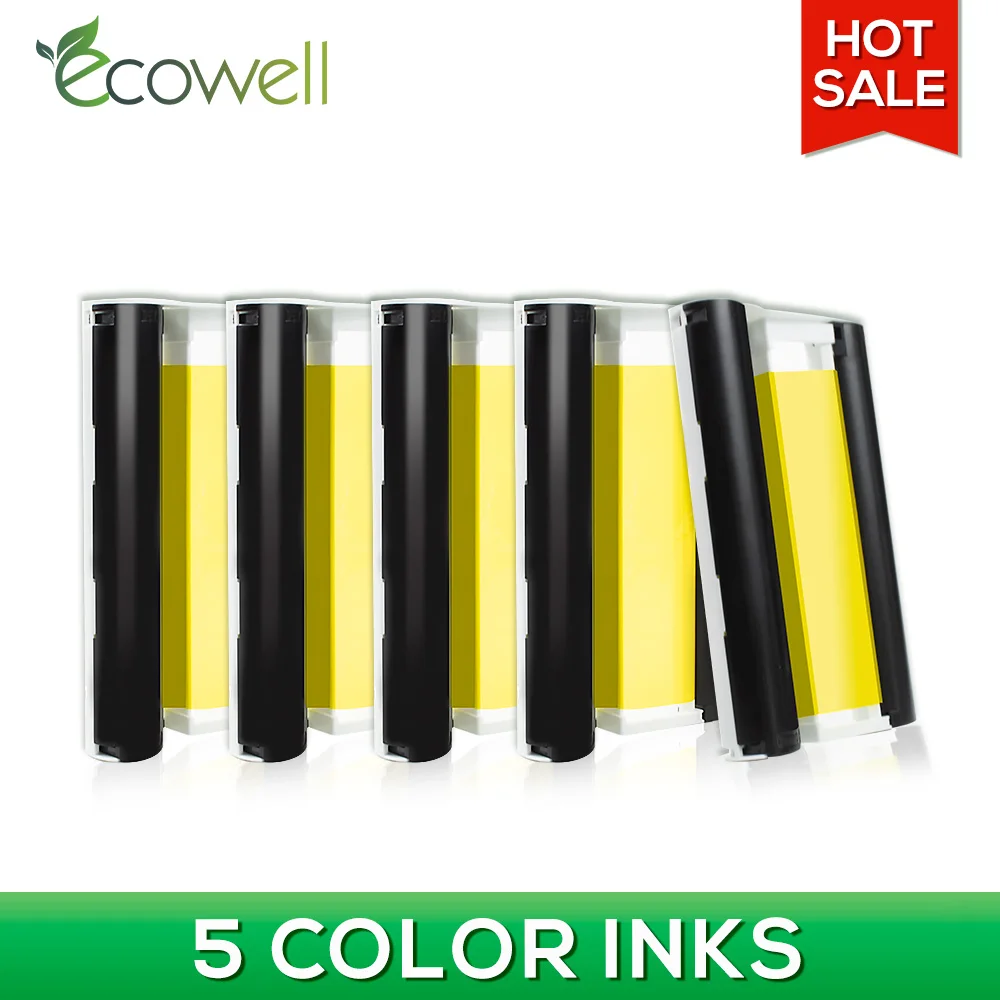 ECOWELL совместимый для Canon Selphy CP910 CP900 CP1200 CP1300 фотопринтер 5 шт 4*6 дюймов чернильная
