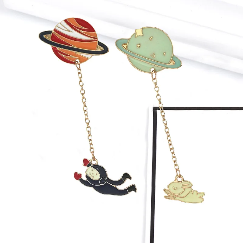 HOSENG 2 шт./лот космическая серия планета астронавт цепь мультфильм брошь женщины