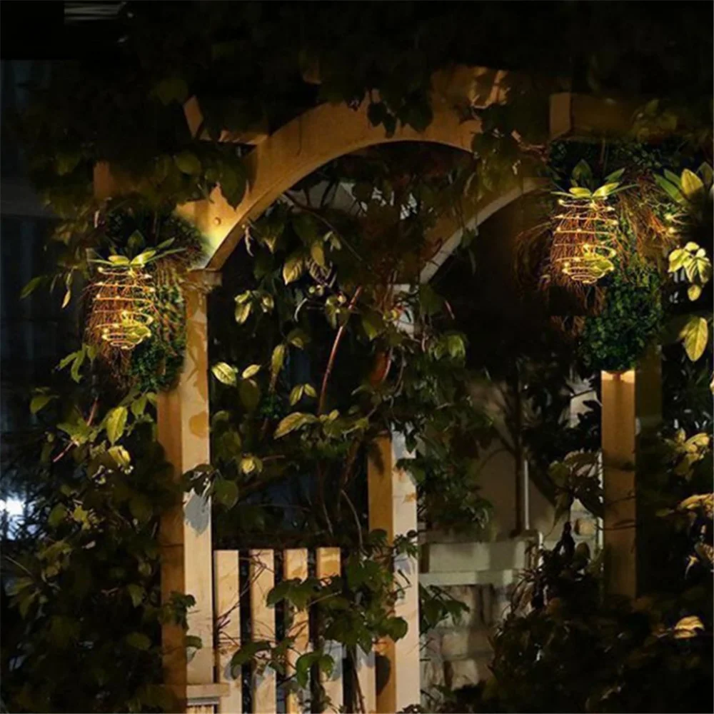 24LED солнечный свет сада ананас Солнечная подвесная настенная лампа Открытый