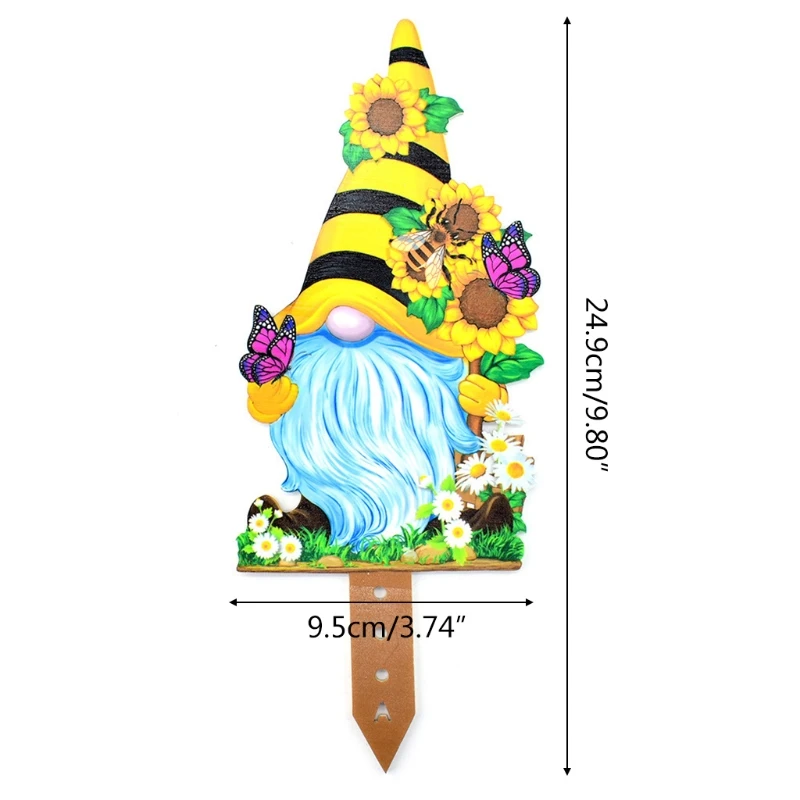 

Spring Bee Flower Butterfly Gnome Peep Yard Sign with Stakes Outdoor Decorations for Garden Patio Lawn Home Wall
