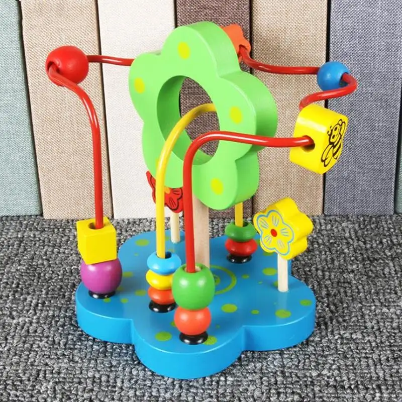 

Early Childhood Educational Toys Flower and Mushroom Shaped Bead Around Wooden Beads Children Montessori Games