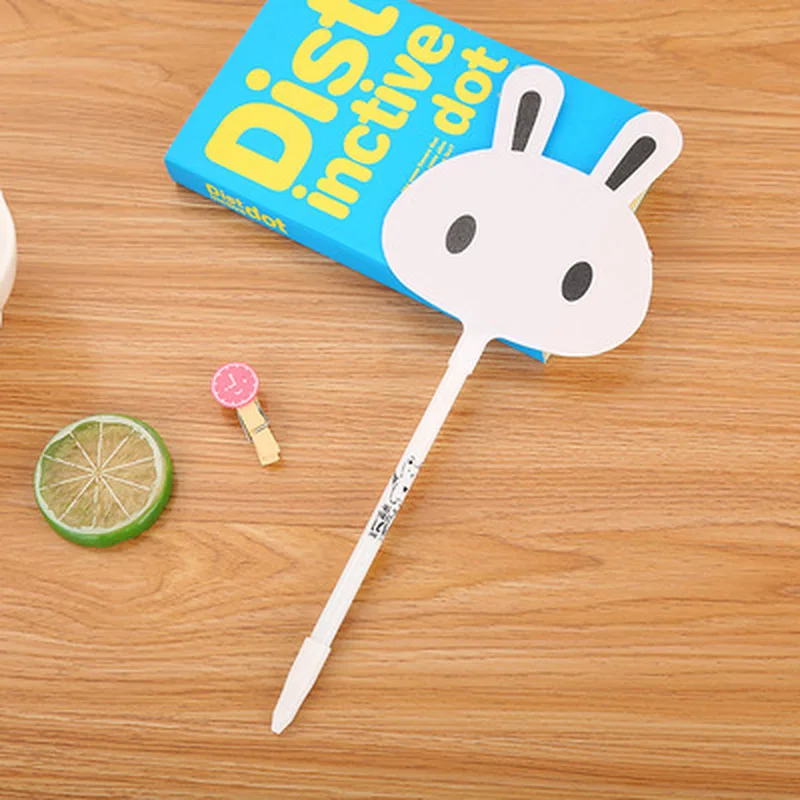 1pcs Rabbit Fan Kawaii Pen 0.5mm Novelty Stationery Gel Student Black Pens Cute Office School Supplies |