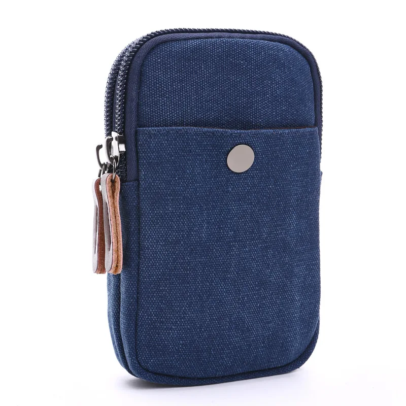 Canvas Mini Waist Phone Bags Light Coins Wallet Bag Strong Fabric Leisure New Style Durable Interlayers Black Blue Khaki Coffee