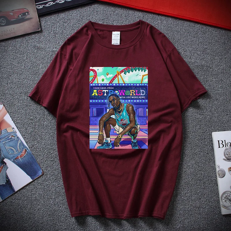

New T-shirt travis scott asap rocky Teenage T shirt Man hip-hop European and American street style 100%cotton
