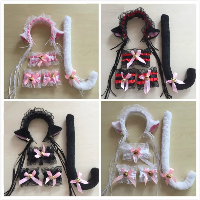 Модный женский костюм милой кошечки горничной для косплея кружевные плюшевые