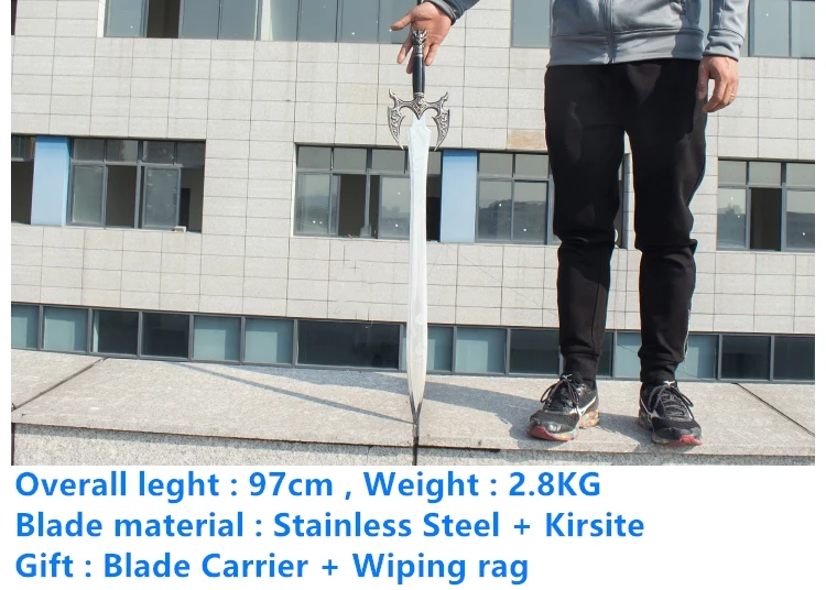 

DHL shipping 97cm(38.2inch) WOW Rouge Chromatically Tempered Sword Role Play Stainless steel & Kirsite Metal Weapon Prop Sword