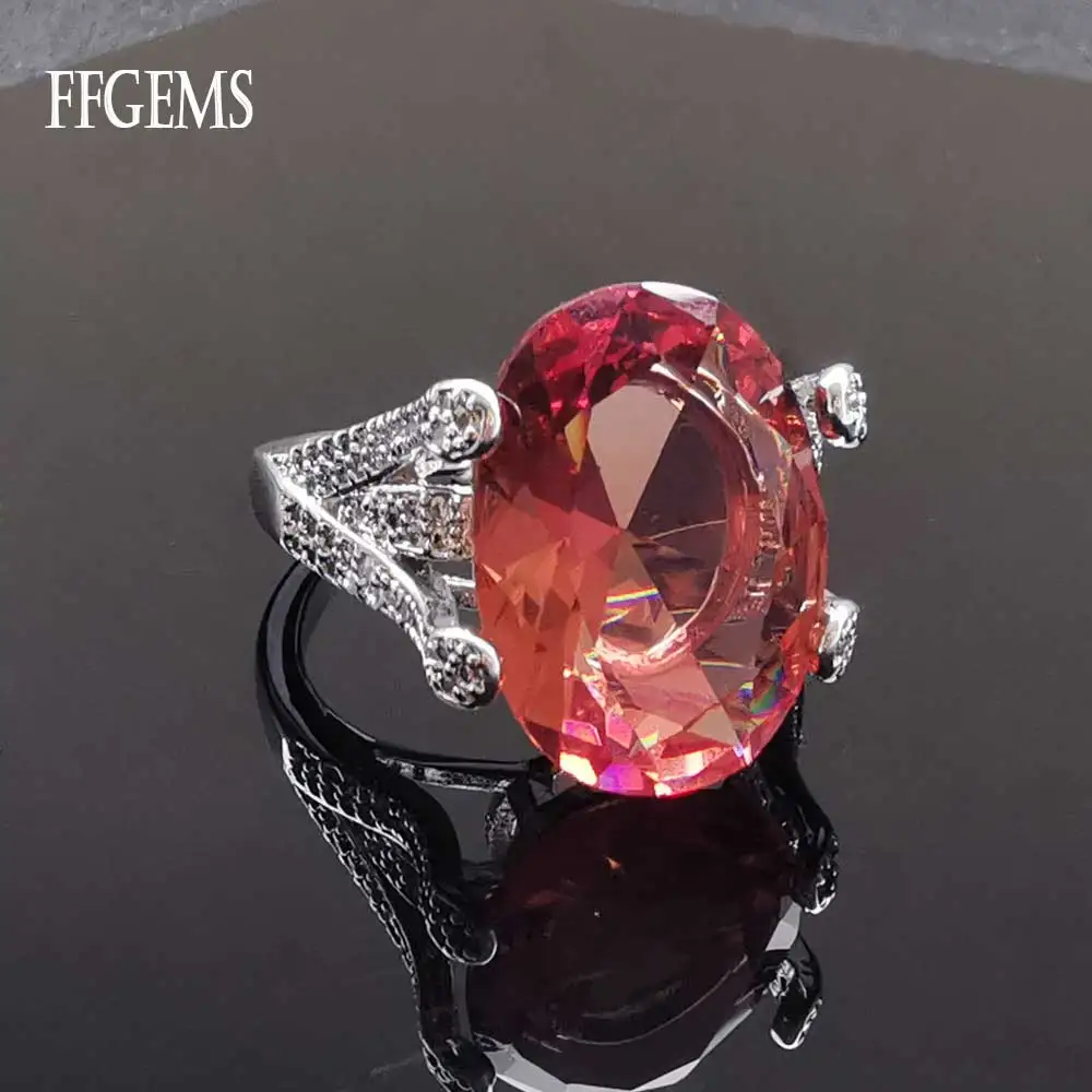 

FFGems Big Stone Zultanite Rings 925 Silver Sterling Oval 13*18 Color Change White Gold Plated Fine Jewelry For Women Party Gift
