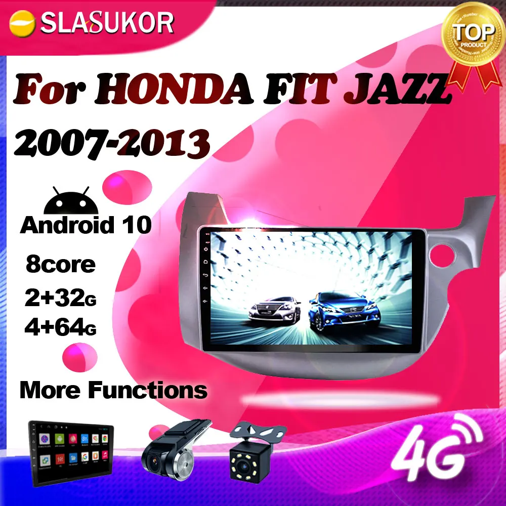 Android 10 0 мультимедийный плеер для HONDA FIT JAZZ 2007 2008 -2013 левая навигация 4G
