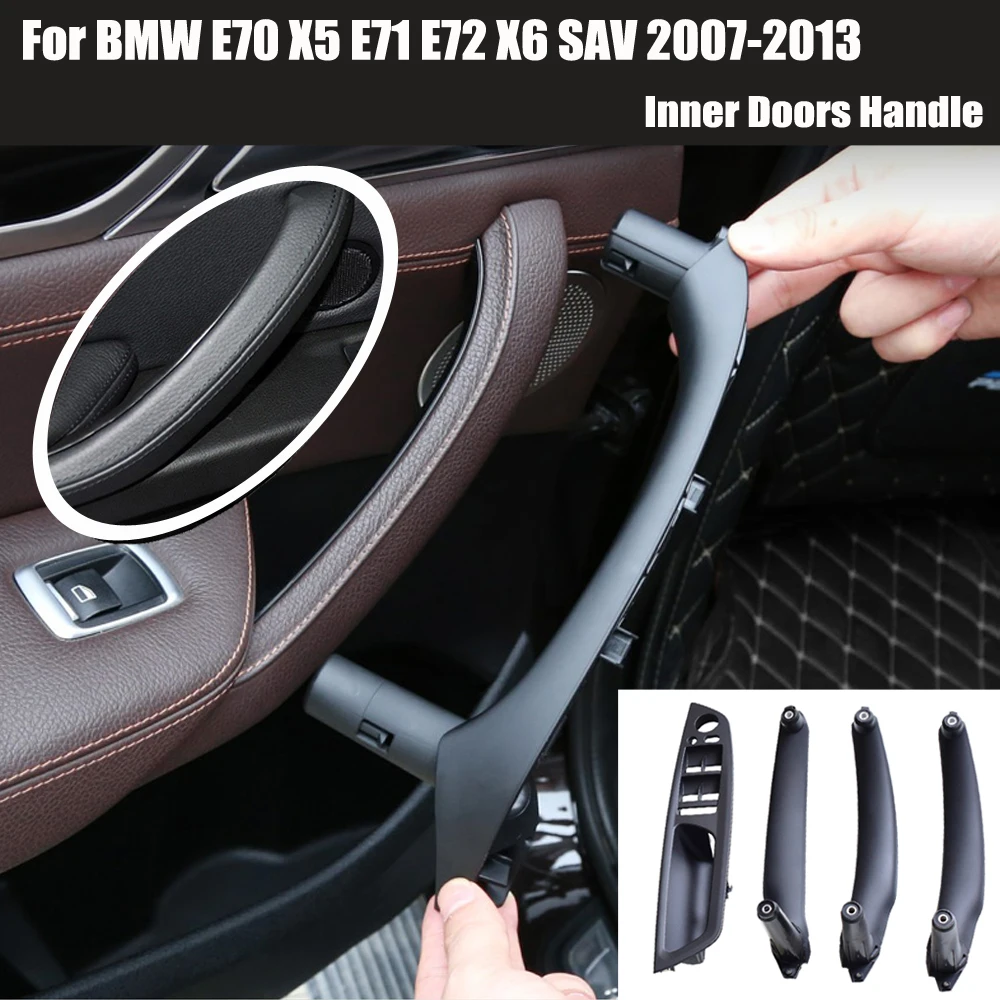 

Beige Black Car Front Rear / Left Right Interior Door Handle Inner Panel Pull Trim Cover For BMW X5 E70 LCI xDrive50i 2011-2013
