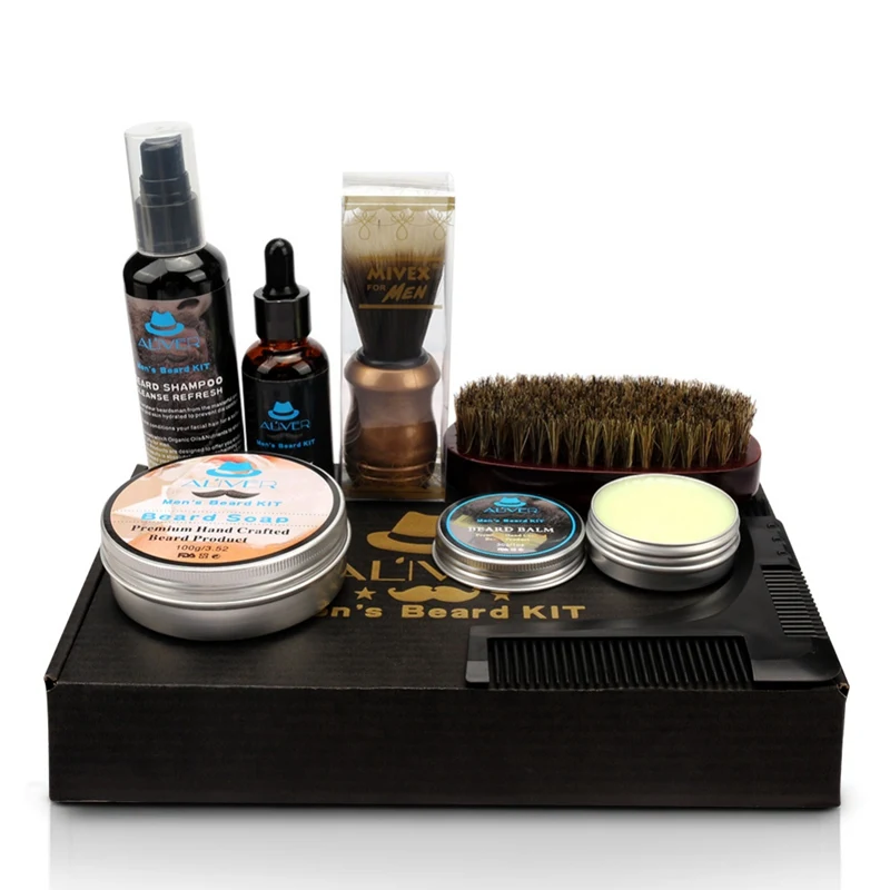 

Professional Beard Trimming Set 7-in-1 Beard Care Gift Kit For Men/Dad/Husband Beard Grooming Kit