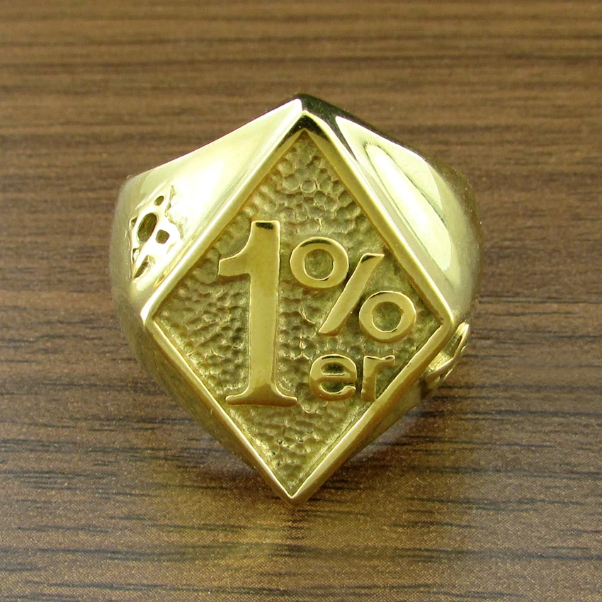 Мужское кольцо из нержавеющей стали 316L золотистое в стиле панк 1% | Украшения и