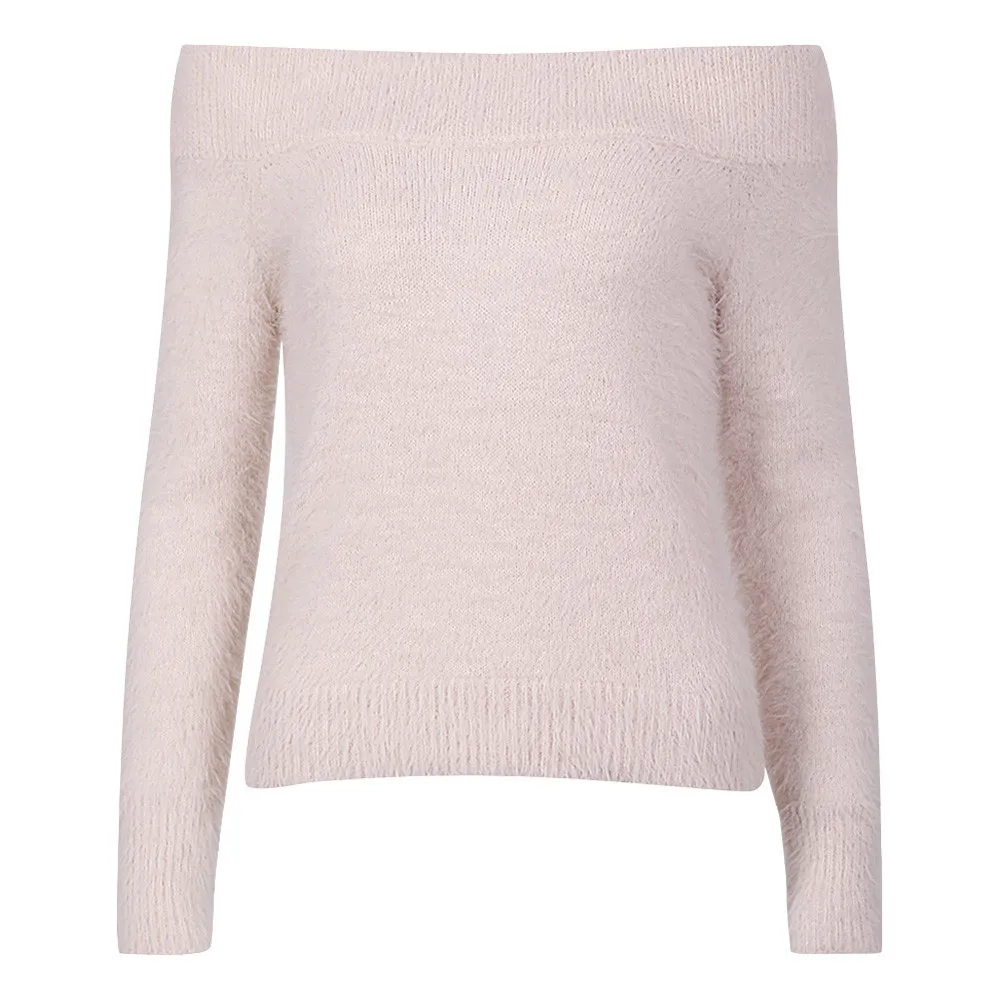 women pullovers knitwear sweater Winter Long Sleeve Off Shoulder Solid Sweater Pullover Tops Blouse Shirt Y917 | Женская одежда