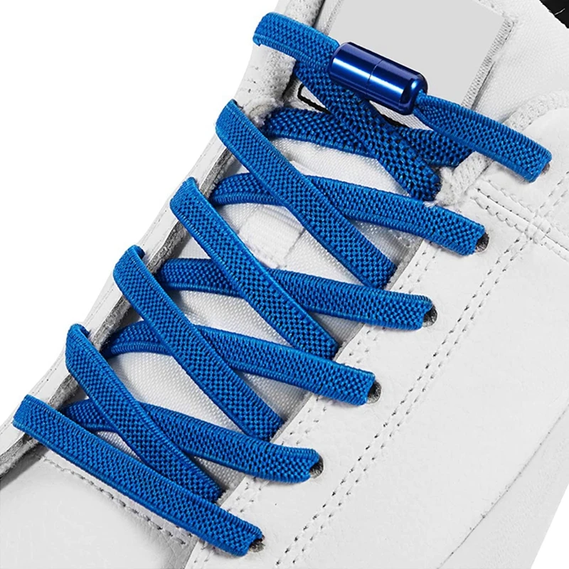 

Free to Match Elastic Shoelaces Lock Lazy Laces Flat Multi Color Options No Tie Shoelace Round Capsule Metal 18 Colors