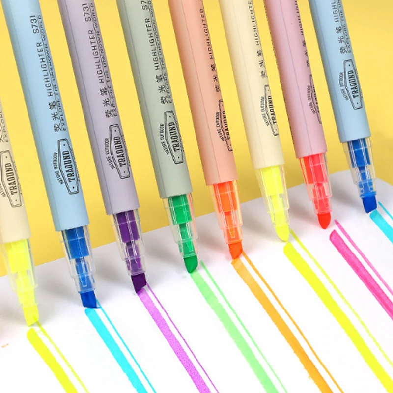 

6Pcs New Creative High Capacity Highlighter Hand Account Marker Pen Drawing Pen Marcador Child Gift Office&School Supplies