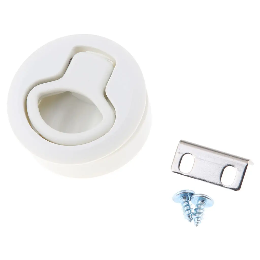 

Round Marine Boat Deck Hatch Flush Pull Latch Lock White , 2.4 inch