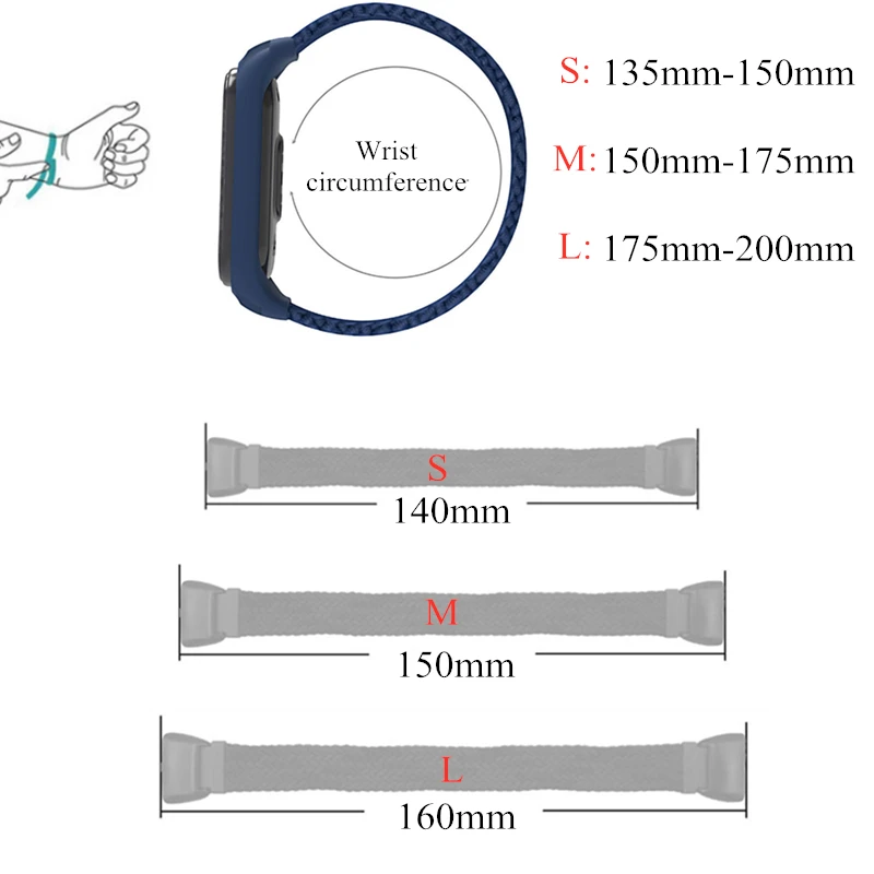 Braided Solo Loop Strap for Huawei Band 6 / 6Pro Smart Watch Wrist Bracelet Woven Fabric Watchband For Huawei Honor Band 6 Wrist