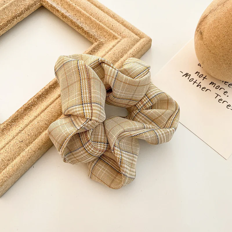 

New Plaid Scrunchie Korean Elastic Hair Band Ponytail Holder Rubber Bands Women Girls Fashion Headwear Hair Accessories Gifts