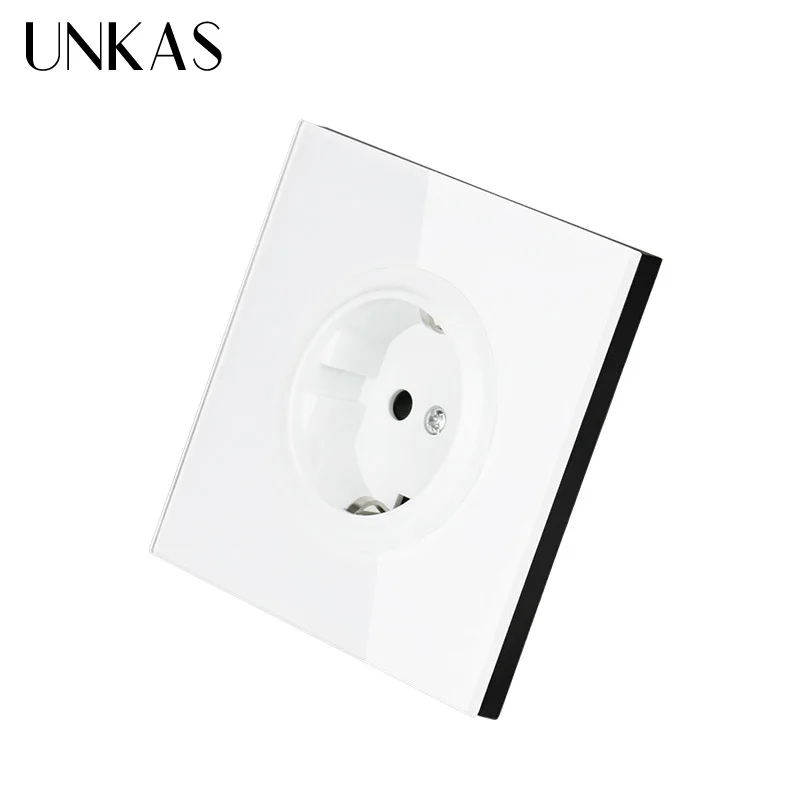 UNKAS кристальная стеклянная панель розетка Золотая зарядного устройства 16А