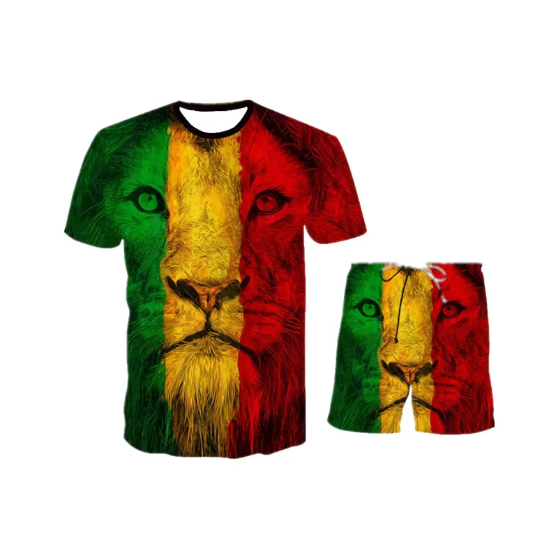 

2021 Latest Men's Oversized T-shirt With Red And Blue Eyes Monster 3d Printing Summer Fashion Round Neck Short Sleeve/shorts