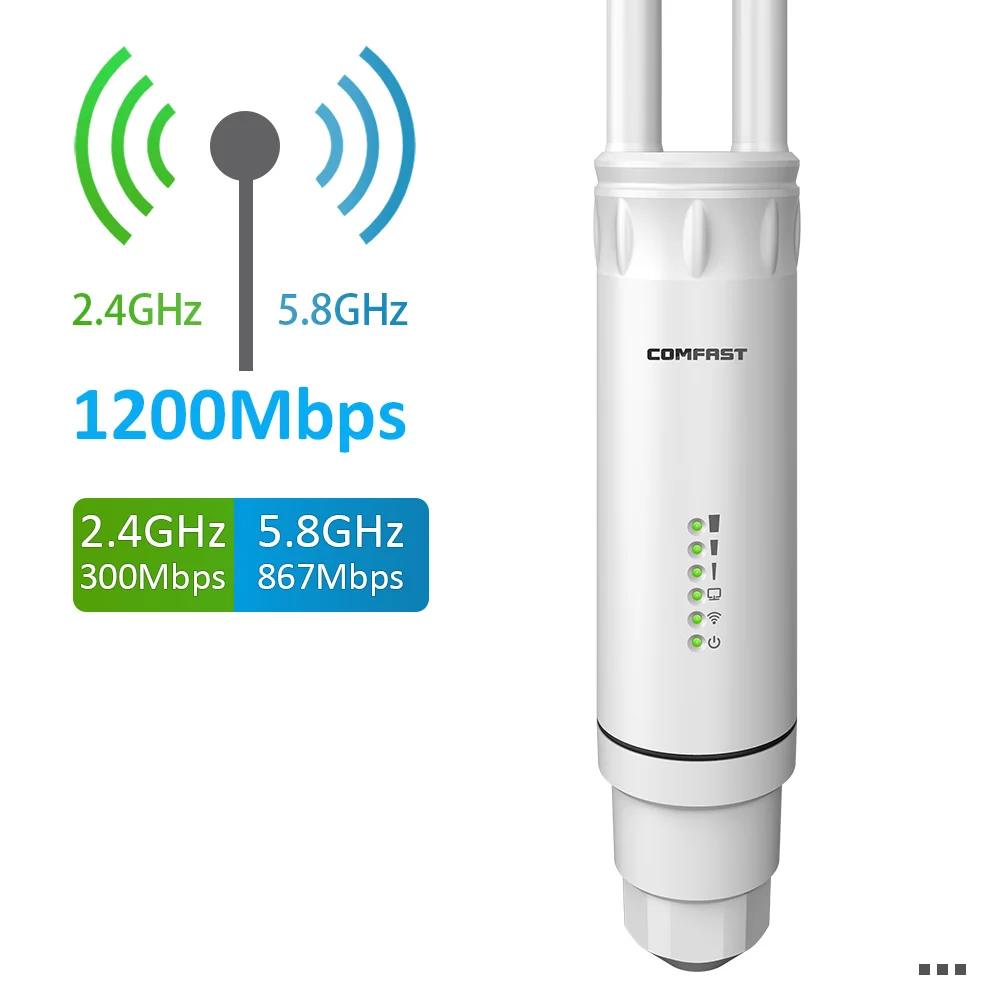 Уличный Беспроводной Wi-Fi удлинитель 300 Мбит/с 1200 2 4 ГГц/5 ГГц широкоугольная