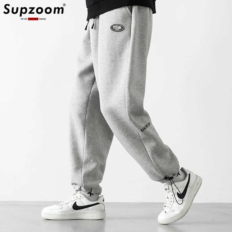

Supzoom 2021 Новое поступление, горячая Распродажа спортивные брюки с эластичной талией осенние свободные вышитые трендовые повседневные трикотажные мужские хлопковые брюки