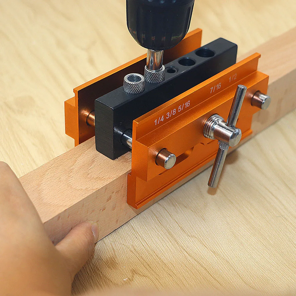 

DIY Woodworking Hole Drilling Guide Locator Adjustable Doweling Jig Kit Hole Opener Guide Joint Puncher Hand Tools Metric