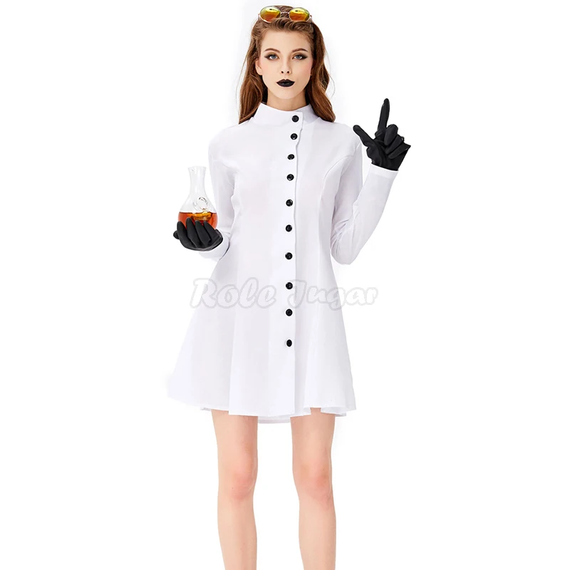 Профессиональный костюм для косплея на Хэллоуин женщин и девочек белое платье с
