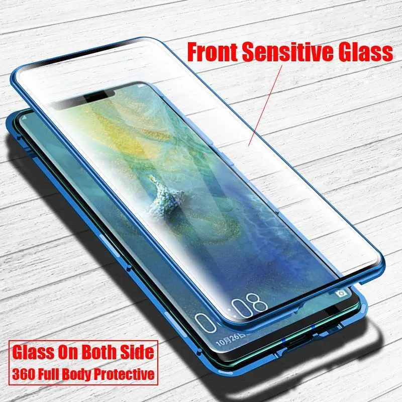 For iPhone 6 / 6s Double-sided Glass Magnetic 2 In 1 Adsorption Metal Case Double Tempered Shock Protection Flip Cover | Мобильные