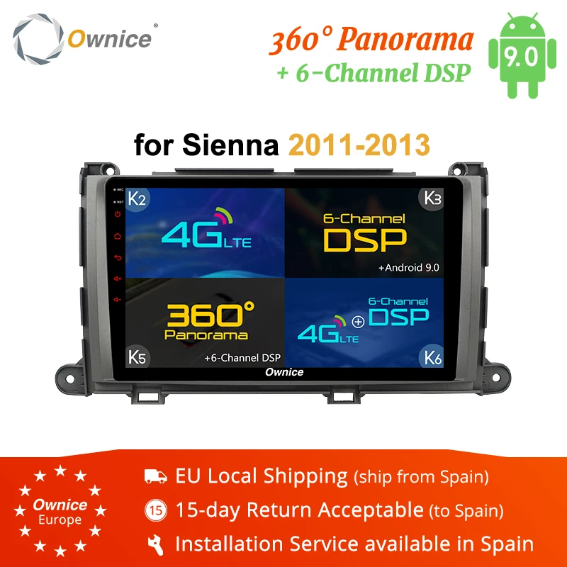 Ownice K1 K2 K3 K5 K6 2DIN Android 9 0 360 Panorama DSP 4G LET автомобильный DVD плеер GPS Navi для TOYOTA Sienna 2011 2013