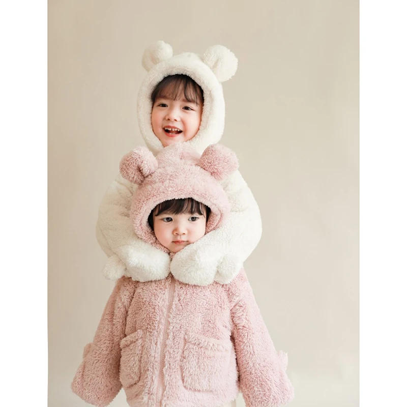 

Girls Warm Hooded Coats 2020 New Baby Winter Clothing Children Thickened Double-Sided Fleece Outerwear