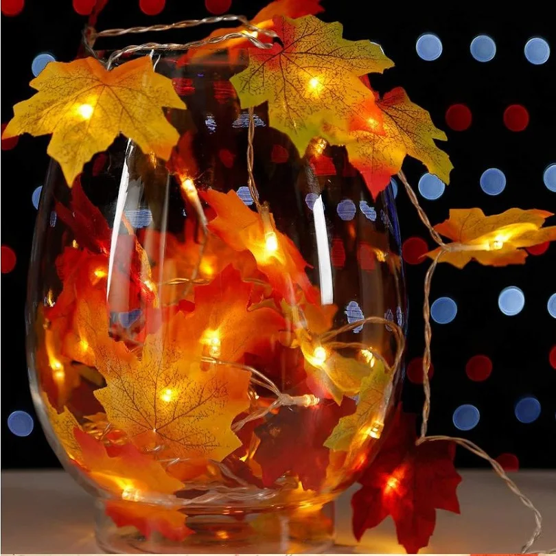 Праздничное украшение светодиодная гирлянда искусственное растение кленовый