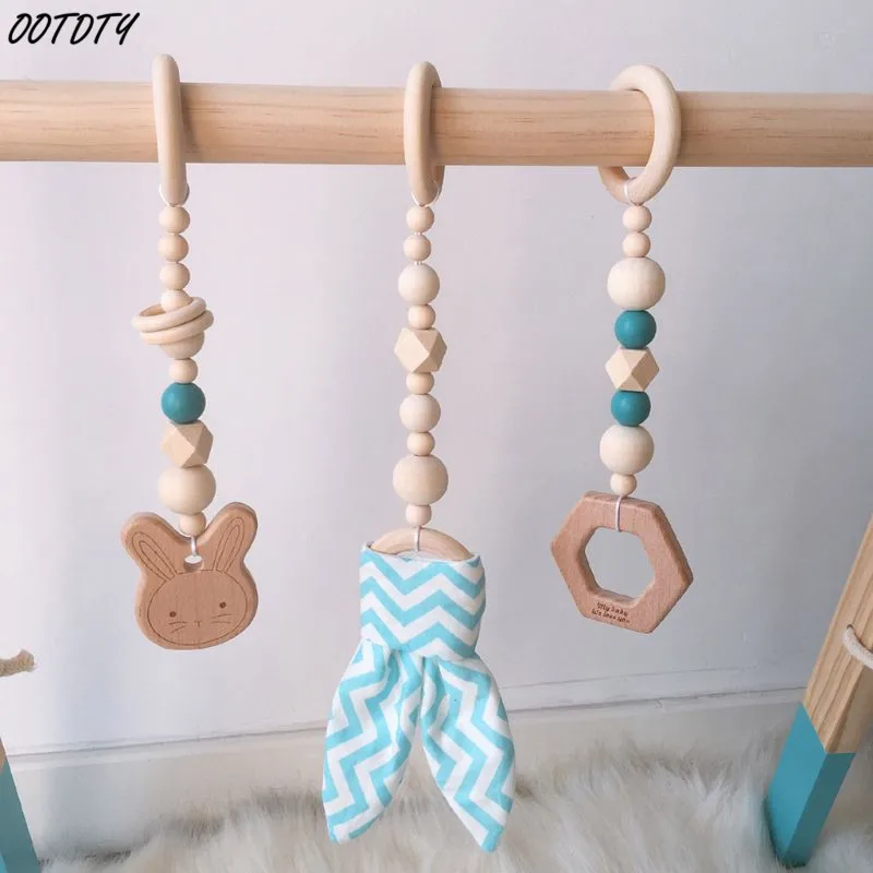 3Pcs/Set Nordic Cartoon Baby Wooden Rabbit Ear Toy Pendant Gym Fitness Rack Ornament Toddler Infant Room Decorations | Игрушки и хобби