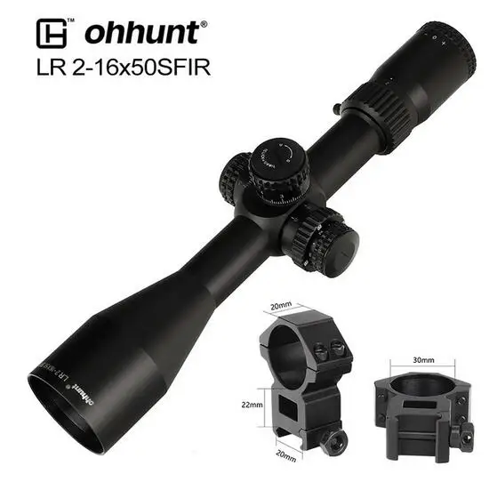 with picatinny ring3 LR 2-16x50 SFIR охотничий прицел Mil Dot стекло травление сетка Красная подсветка Боковая регулировка параллакса турреты замок сброс Trail прицел - Цвет: with picatinny ring3