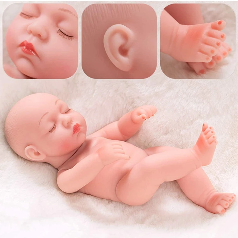 

2021 New 25CM Silicone Realistic Doll Closed Eyes Soft Vinyl Magnetic Mouth Baby Cute Newborn Boy Toy Gift for Children Kids