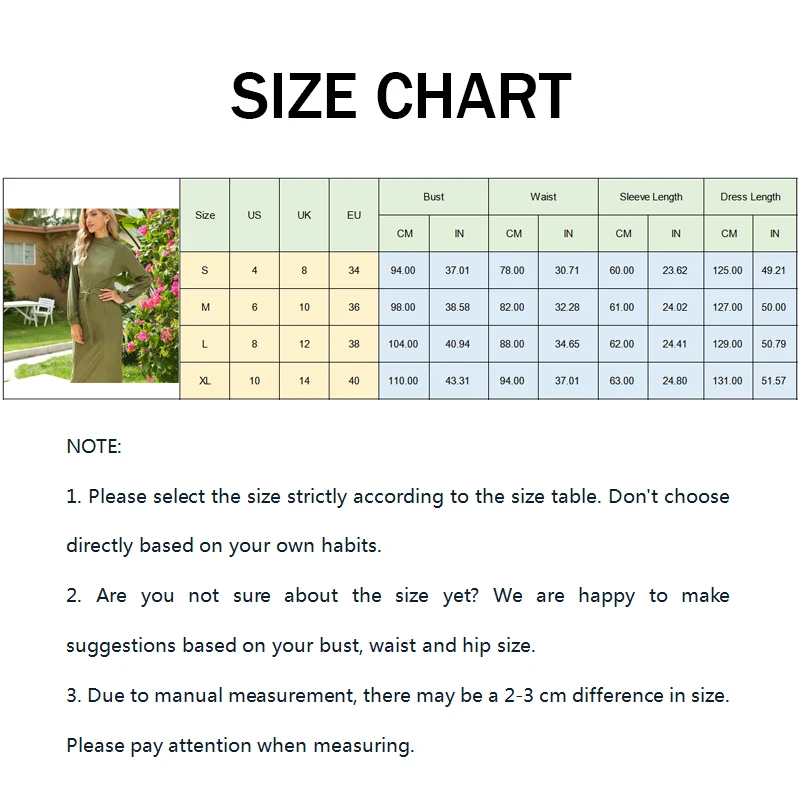 

Ladies Dress Elegant Green Spring and Autumn Outfits Women's Small Long Sleeve Waist Long Dress Streetwear 6058